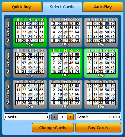 selecting jackpot cafe 75 ball bingo cards