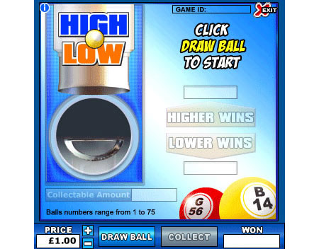 jackpot cafe high low online instant win game