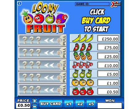 jackpot cafe loony fruit online instant win game