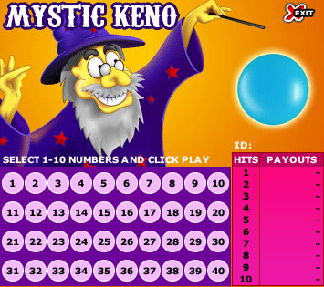 jackpot cafe mystic keno online instant win game