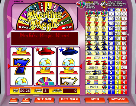 jackpot cafe merlins magic 3 reel online slots game